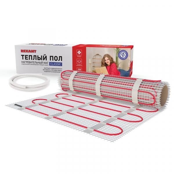 REXANT Тёплый пол (нагревательный мат)  Classic RNX -1,5-225 (площадь1,5 м2 (0,5 х 3,0 м)),225 Вт, двужильный с экраном 51-0503-2